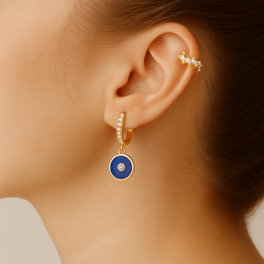 Aretes Stella Oro Azul - DAANA